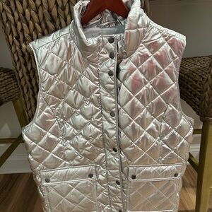 Talbots Shimmering Silver Quilted Vest